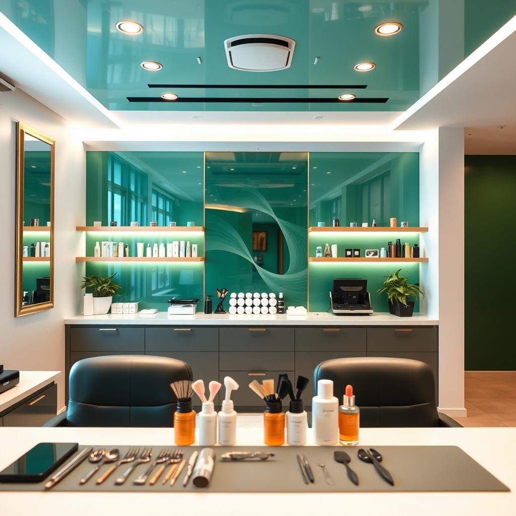 Luxury nail service station with warm lighting